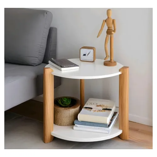Image of Oxmic Modern Round Side Table – 2-Tier, 30x30x40cm