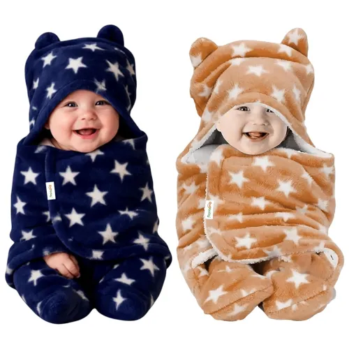 Image of OYO BABY Baby Hooded Blankets Combo | for New Born Babies Baby Boys, Baby Girls