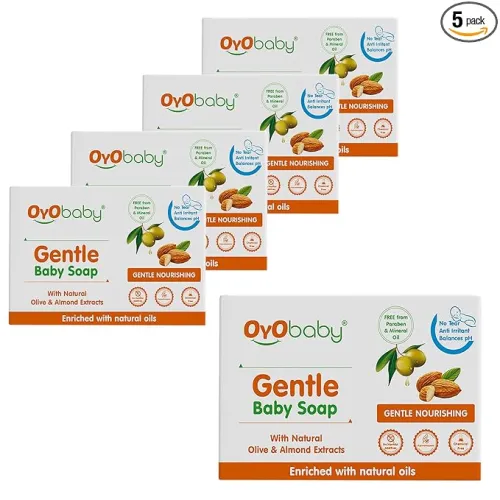 Image of OYO BABY Gentle Baby Soap - Bathing Bar | For Baby’s Sensitive Skin | Gentle Cleansing, Skin-friendly 75gm (Pack of 2)