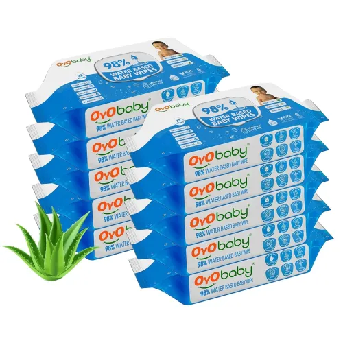 Image of OYO BABY Wipes for new born baby with Lid Pack of 10x72 Wipes