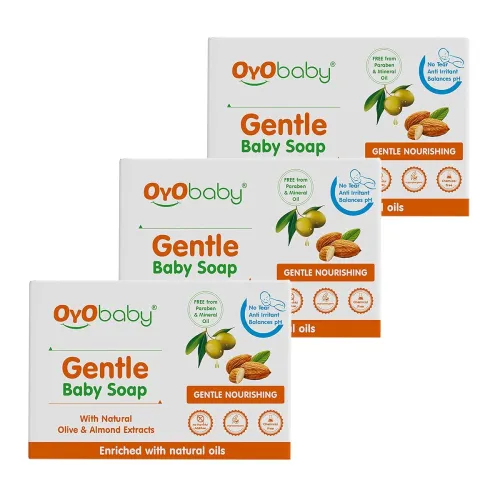 Image of OYO BABY Gentle Baby Bathing Soap Bar - 75g - Pack of 3 |