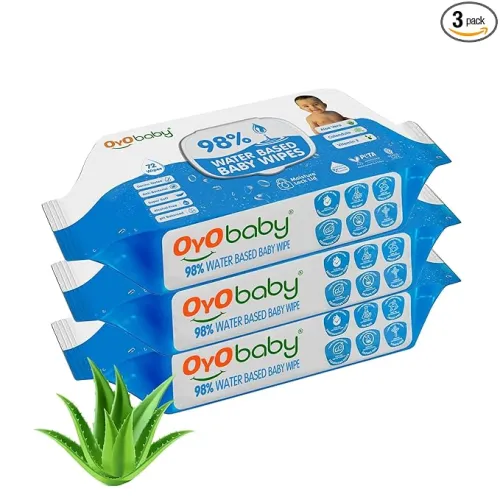 Image of OYO BABY Pure Water Baby Wipes pack of 3x72 Pcs with Lid