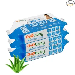 OYO BABY Pure Water Baby Wipes pack of 3x72 Pcs with Lid