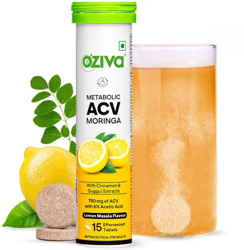 Image of OZiva ACV Moringa Lemon Masala Tablets – 15 Count