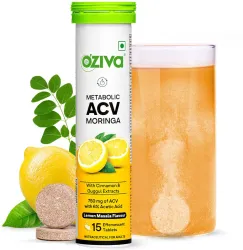 OZiva ACV Moringa Lemon Masala Tablets – 15 Count