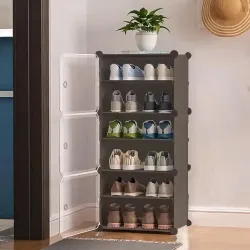 Ozoy Plastic Shoe Rack with Metal Frame – Grey U2