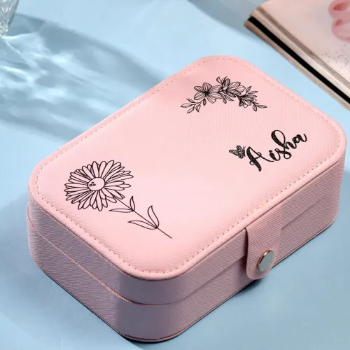 Image of P Arts Faux Leather Personalised Jewellery Organiser Box