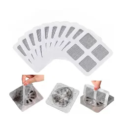 Pack of 10 Disposable Shower Drain Cover Hair Catcher Shower Drain Mesh Stickers, Bathroom, Bathtub Drain Kitchen Floor Sink Strainer Filter