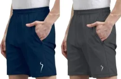 Pack of 2 Men’s Solid Sports Shorts | Mahira Hosiery Multicolor Regular Fit Gym Running Casual Half Pants