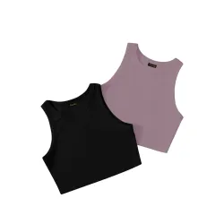 (Pack of 2) Stylish Sleeveless Round Neck Tops