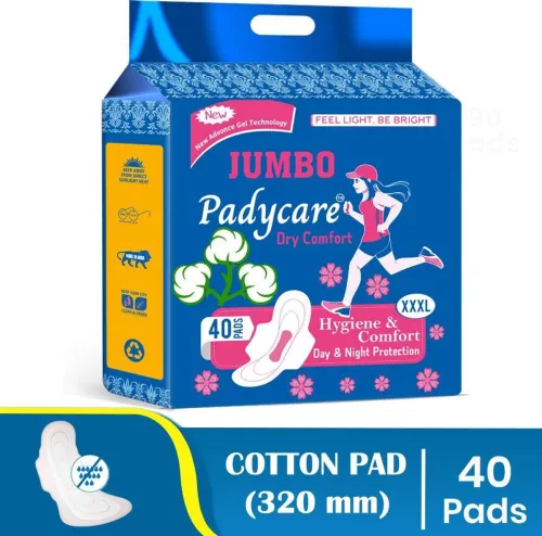 Image of Padycare Jumbo Cotton Tri fold Sanitary Pad for Women and Girls Sanitary Pad (Pack of 40)