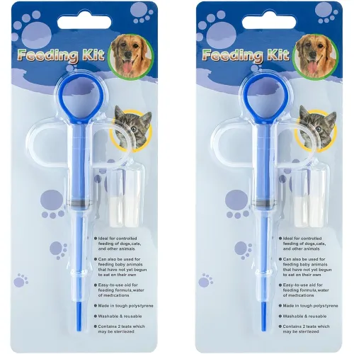 Image of PAGOW 2 Pcs Pet Medicine Feeder, Silicone Syringe Cat Dog Puppy Pill Dispenser