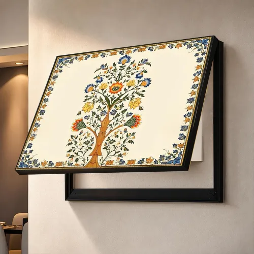 Image of PAINTINGMANTRA Horizontal Floral Art Decorative Framed Mcb Box