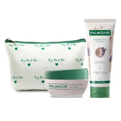 Palmolive Hydrating Face Care Combo With Beauty Pouch, Gel Facewash & Face Masque, Multani Mitti & Lavender Essential Oi
