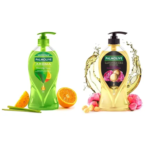 Image of Palmolive Body Wash Luminous Oils Invigorating, 750ml Pump Shower Gel With 100% Natural Macadamia O & Body Wash Aroma Mo