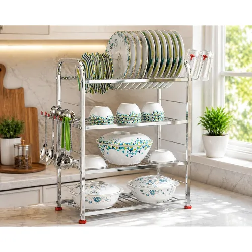 Image of Palomino Stainless Steel 4 Layer Kitchen Dish Rack 24 x 18 Inch