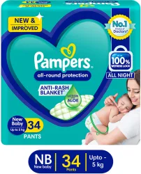 Pampers All round protection NB/XS Pant Diapers - New Born (34 Pieces)