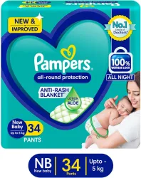 Pampers All round Protection Pants, New Born Pant Diapers - New Born (34 Pieces)