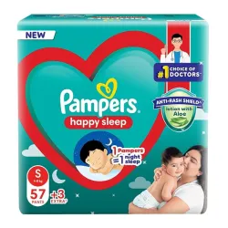 Pampers Baby Diapers, Small (S), 60 Count
