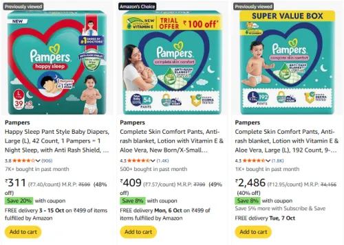 Image of Pampers Baby diapers upto 50% Discount +Extra 10% Coupon 