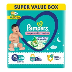 Pampers Complete Skin Comfort Pants, Medium (M) 228 Count