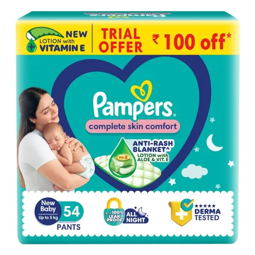 Image of Pampers Complete Skin Comfort Pants New Born/X-Small (NB/XS), 54 Count, Upto 5kg
