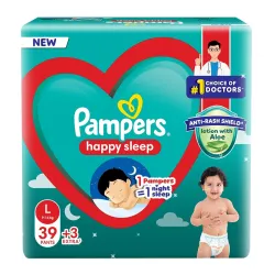 Pampers Happy Sleep Diapers Large (L) 42 Count