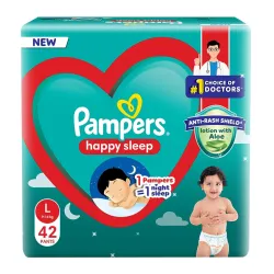 Pampers Happy Sleep Pant Style Baby Diapers (L) 42 Count 