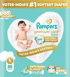 Pampers Premium Care Diaper Pants with 360 Cottony Softness - L (88 Pieces)
