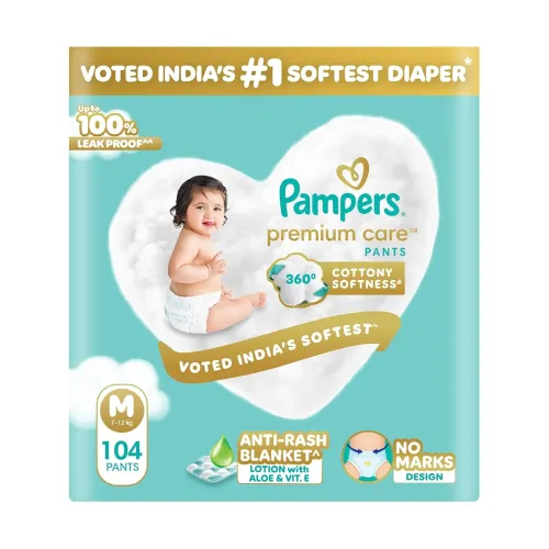 Image of Pampers Premium Care Pants Baby Diapers Size M 104 Count