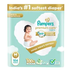 Pampers Premium Care Pant Style Baby Diapers | Medium (M size) | 104 Count