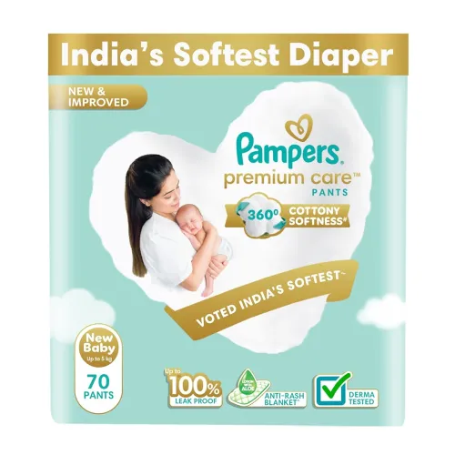 Image of Pampers Premium Care Pant Style Baby Diapers, Newborn/X-Small (NB/XS), 70 Count