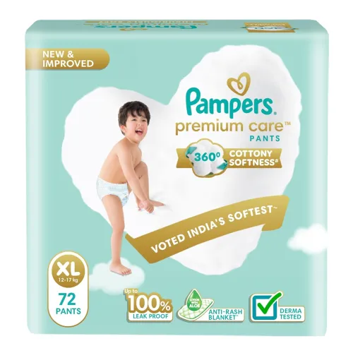 Image of Pampers Premium Care Pant Style Baby Diapers (XL size) | 72 Count 
