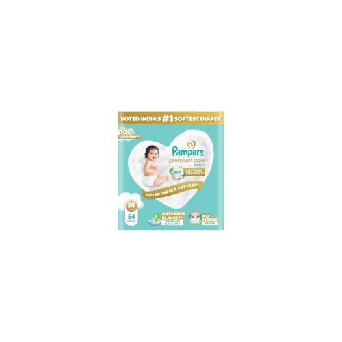 Image of Pampers Premium Care Pant Style Baby Diapers M 54 Count | No Marks Design | Voted India’s #1 Softest Diaper | All in 1 