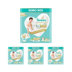 Pampers Premium Care Pant Style Baby Diapers XL 144 Count | No Marks Design