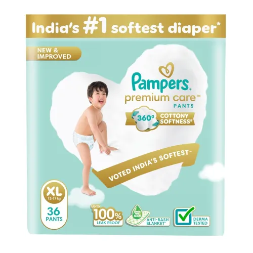 Image of Pampers Premium Care Pant Style Baby Diapers | Extra-Large (XL size) | 36 Count | Voted India's Softest | All-in-1 with 