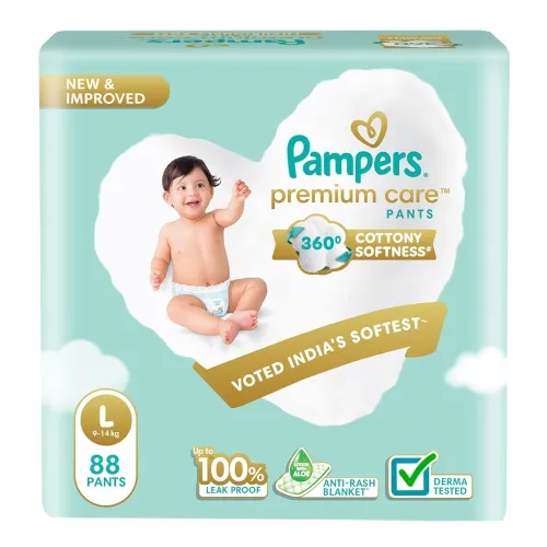 Image of Pampers Premium Care Soft Baby Diapers (L Size, 88Count)