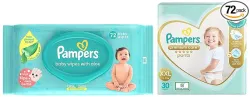Pampers Premium Care Pants XXL (30 Ct) + Baby Aloe Wipes (72 Ct)