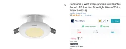 Panasonic 5 Watt Deep Junction Downlighter