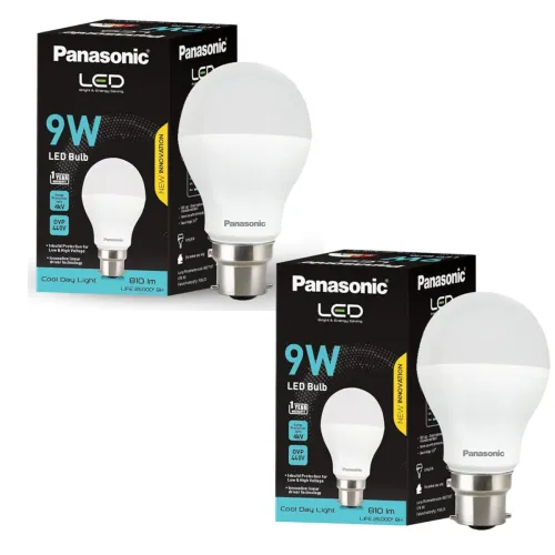 Image of Panasonic 9 Watt LED Bulb, B22 Base 9W Light For Home, 25000+ BH with 1 Year Warranty, 6500K Cool Day (Pack of 2)
