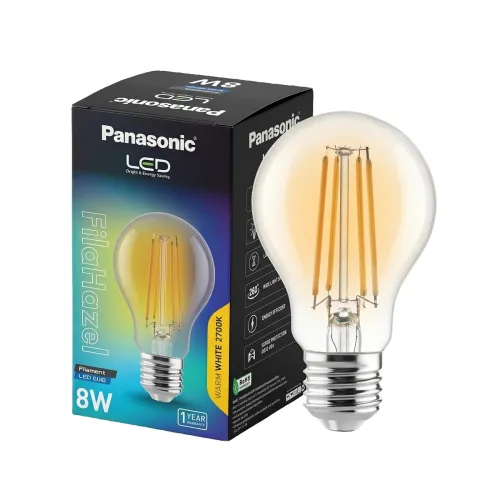 Image of Panasonic Filahazel 8W A60 LED Filament Bulb, Decorative LED Bulb for Home & Office Decoration, Classic Vintage Tinted G