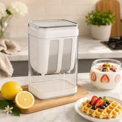Image of PANCA 2-in-1 Greek Yogurt Maker & Hung Curd Maker | Fine Mesh Strainer Box with Lid | Paneer, Thick Curd, Cheese & Whey 