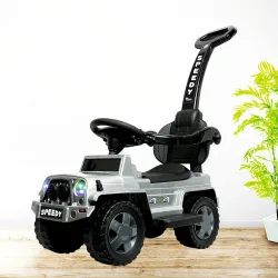Panda Baby Ride-On Jeep with Music & Storage (1–3 Yrs, Silver)
