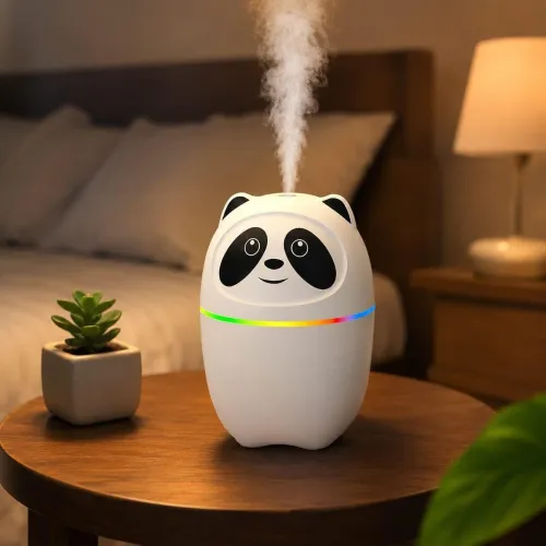 Image of Panda Mini Portable USB Air Humidifier with Colorful LED Night Light,Quiet