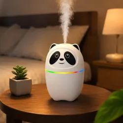 Panda Mini Portable USB Air Humidifier with Colorful LED Night Light,Quiet