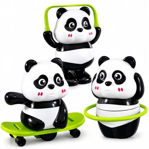Image of Panda Toy Set Moving Rotating Action Figures for Kids