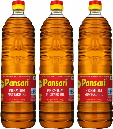 Image of Pansari Kacchi Ghani Mustard Oil Plastic Bottle  (3 x 1 L)