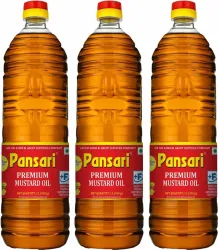 Pansari Kacchi Ghani Mustard Oil Plastic Bottle  (3 x 1 L)