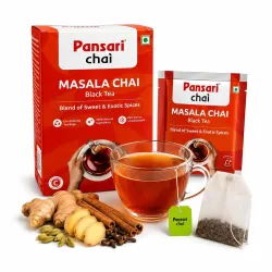 Pansari Masala Chai – 25 Premium Tea Bags | Aromatic Blend of Black Tea & Indian Spices | Cinnamon, Cardamom, Clove & Ginger | Refreshing & Immunity-Boosting Spiced Tea