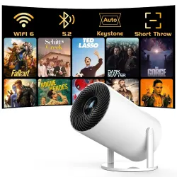 Panseba [270°Adjustable Stand] Smart Mini Projector With Wifi 6 And Bluetooth, Auto Keystone Outdoor Movie Projector 1080P Full Hd Support, Big Screen Portable Home Projector For Phone Tv St...